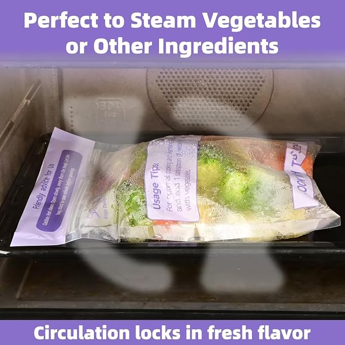 10Pcs Microwave Steamer Bags - Steam Cooking Bags for Food, Vegetables, Potatoes and Meat - Microwave and Freezer Safe - 7.9in X 8.9in