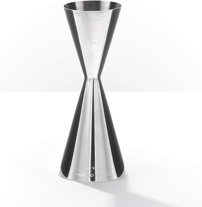 Piña Barware Slim Stainless Steel Commercial 2oz. / 1oz. Slim Style Measuring Jigger Bar Tool (Polished Finish)