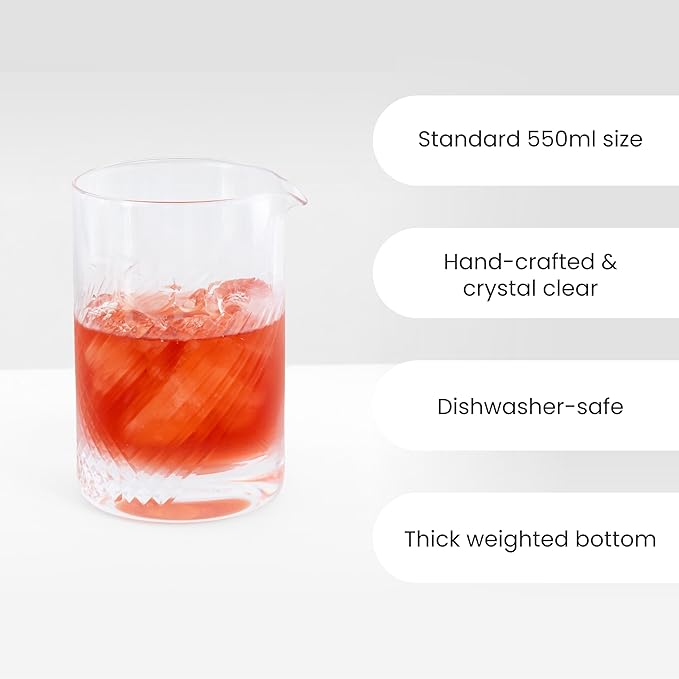 A Bar Above Cocktail Mixing Glass, Diamond Deco Crystal Stirring Pitcher, Thick Weighted Base for Stable Stirring, 18 Oz Drink Mixer, Bar Accessories, Ideal for Craft Cocktails at Home or Bars