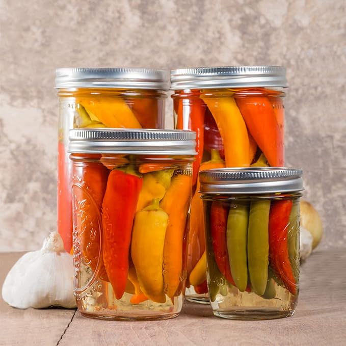 Wide Mouth Glass Mason Jars 16 oz, 6 Pack Glass Canning Jars with Metal Airtight Lids and Bands and Measurement Marks, for Canning, Preserving, Overnight Oats, Jam, Jelly, Food Storage, DIY etc