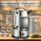 Coffee Percolator Large Coffee Maker 155 Cups Commercial Coffee Urn Electric Industrial Coffee Maker Hot Water Dispenser Tea Maker Machine for Catering, Church, Restaurant Dual Layer Stainless Steel