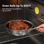 COOKER KING 10-Inch Wok with Lid, Hybird Nonstick Wok Professional Grade, Stainless Steel Woks & Stir-Fry Pans, Stay-Cool Handle, Dishwasher & Oven-Safe,Compatible with All Cooktops