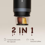 Portable Espresso Maker,Self-Heating Electric Mini Coffee Machine,Up to 20-Bar Pressure,Compatible with NS Capsules & Fine Grind,Coffee Maker for Outdoor Camping,Hiking,RV & Car, travel (Green)