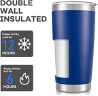20 oz Tumbler with Lid Stainless Steel Double Wall Vacuum Insulated Tumblers Powder Coated Cups Travel Mug Keep Drinks Cold and Hot, Blue