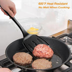 Silicone Cooking Utensils Set, Heat Resistant and large Non Stick Spatulas & Spoons for Kitchen, Ideal BPA Free Kitchen Turners for Frying, Mixing,Serving,Draining,Turning