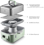 BUYDEEM G553 5-Quart Electric Food Steamer for 2-4 Servings, One Touch Vegetable Steamer for Cooking, Digital Multifunctional Steamer, Quick Steam, Stainless Steel Steamer Tray, No Stew Pots Included