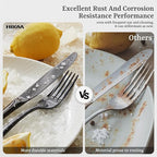 HIKAA Forged Silverware Set Stainless Steel Flatware Set,Service for 4,Matte Satin Polished Cutlery Set,Dishwasher Safe (Black, 40PCS)