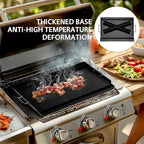 LotFun 25" x 16" Carbon Steel Cooking Griddle for Outdoor Gas Grill, Universal Griddle Flat Top Plate Insert with Grease Groove and Removable Handles for Electric/Charcoal/Gas Grill, Camping,Party