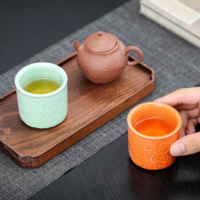 Ceramic Espresso Cups Set of 2 or 4-3oz Demitasse Cups for Coffee & Tea, No Handles, Durable & Dishwasher Safe (lawngreen, 4)