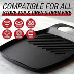 Techwood Stove Top Griddle, 17"X11" Nonstick Double Burner Griddle Pan for Indoor/Outdoor Cooking, PFOA Free, Oven & Broiler Safe, Compatible with Multiple Stovetops, Dishwasher Safe