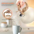 harriet Tea Kettle, Tea Pot for Stovetop, 2.5QT Whistling Kettle with 5-Layers bottom, Food Grade Stainless Steel Kettles with Hot-Resistant Handle Gas Electric Applicable