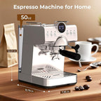 20 Bar Espresso Machine,Compact Stainless Steel Cold Brew & Hot Coffee Machine with Steam Wand,LED Display,50 oz Removable Water Tank,Cappuccino Machine for Home,Semi-Automatic,Silver