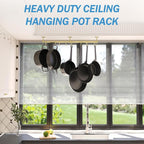 ROTHLEY Stainless Steel Hanging Pot Rack Hanger: 23.7 Inch Brass Pot and Pan Hanger Wall Mounted Hanging Pot Bar Rack Heavy Duty Pot Hangers Kitchen Rail with 8 S Hooks