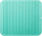 Silicone Dish Drying Mat for Multiple Usage,Easy clean,Eco-friendly,Heat-resistant Silicone Mat for Kitchen Counter or Sink,Refrigerator or Drawer Liner Mint 2XL 24 inches x 18 inches