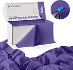 Exquisite Party Solids 54 Inch X 100 Feet Purple Plastic Table Cover Roll in A Cut - to - Size Box with Convenient Slide Cutter. Cuts Up to 12 Rectangle 8 Feet Plastic Disposable Tablecloths
