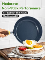 Nonstick Frying Pan, 9.5-Inch Enameled Carbon Steel Pan, Stay-Cool Wooden Handle Stir-Fry Pan, Non Toxic, PTFE & PFOA Free Oven-Safe, Season-Free Carbon Steel Skillet For All Stovetops