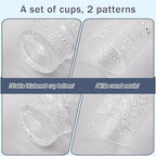 Drinking Glasses Set of 4, 16oz Textured Flower Design Cocktail Glasses, Stackable Old Fashioned Glass Cups, Vintage Glassware for a baby Shower Wedding for Kitchen and Bar - Dishwasher Clear