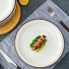 10.5-inch Porcelain Dinner Plate Set of 6 - Microwave, Oven and Dishwasher Safe, Scratch Resistant. (Classic Brown)