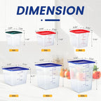 4 Pack Food Storage Containers, 18 Quart with Lids, Square Commercial Containers with Scale, Clear NSF Food Organizing, Polycarbonate