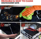 Oven Liners for Bottom of Oven Black (2-pack) Bundled with Rack Shield (2-pack) - Large Mat for Bottom of Stove (17"x 25") and 22" Red Range Guards for Racks - Reusable & Heat Resistant