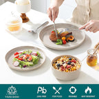 vancasso PLAYA Ceramic Plates and Bowls Sets,24 Pieces Grey Dinnerware Sets for Kitchen,Reactive Glaze Dishes Set for 8, Dishwasher and Microwave Safe