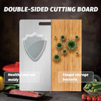 New Upgraded Titanium Cutting Board, Stainless Steel Cutting Boards For Kitche, Dishwasher Safe Double-sided Chopping Board with Peeler and Anti-slip Mat(18"L x 12"W)