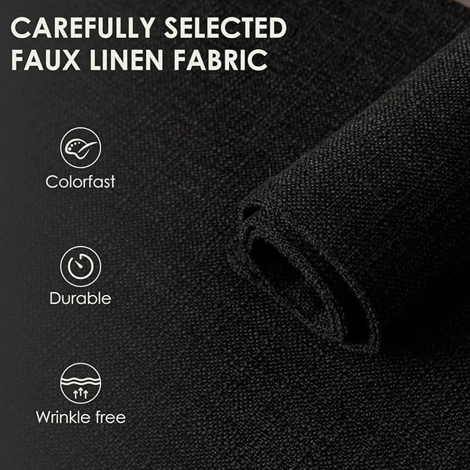 Placemats Set of 4, Bilayer Thickened Linen Place Mats Heat Resistant Machine Washable Wrinkle Free Carefully Selected Polyester Mats for Kitchen/Dining/Coffee Table (Black)