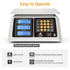 Price Computing Scale 66lb Digital Rechargeable Commercial Weight for Produce Food Meat Fruit Vegetable with Dual Large Display, Give Change Function and 5 Direct Plus Included, Not for Trade