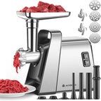 AAOBOSI Meat Grinder Electric, [3000W Max] Meat Grinder Heavy Duty with 2 Stainless Steel Blades & 4 Grinding Plates, Sausage Maker & Kibbe Kit for Home Kitchen Using