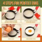 Nonstick Egg Rings Set with Silicone Handle, 6 Pcs Stainless Steel Egg Cooking Rings for Breakfast, Sandwich, Muffins with Oil Brush, Separator, 5 Shapes