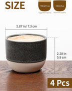 4oz Espresso Cups Set of 4, Ceramic Demitasse Coffee Cups for Espresso, Latte, Cappuccino – Two-Tone Stackable Small Mugs for Home, Cafe, Restaurant – Dishwasher & Microwave Safe