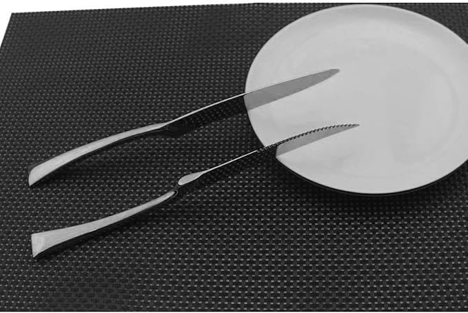 Flatware Set 18/10 Stainless Steel Mirror Polished Black Cutlery - Silverware Utensil Set of Serrated Steak Knife Dinner Fork Knife Spoon Salad Fork Dessert Spoon,24 Piece Service for 4