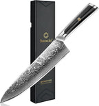 Sunnecko 8 Inch Chef Knife Professional, Sharp Kitchen Knife Damascus Chefs Knife Vg10 High Carbon Stainless Steel