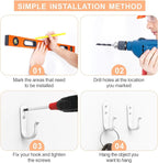 Hook for Hanging - 20PCS Hook for Hanging, Wall Hooks for Coats, Heavy Duty Single Prong Wall Hooks with 40 Pieces Screws (White)