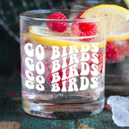 kunlisa Trendy Groovy Go Birds Whiskey Glasses, Football Gifts for Football Fans Lovers Players, 10 oz Drinking Rocks Glasses for Women Men Whisky Cocktail Scotch Bourbon Liquor