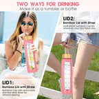 32 oz Glass Water Bottle with Straw - Motivational Time Marker & Silicone Sleeve - Reusable Tumbler Includes 2 Bamboo Lids & Fruit Infuser - 1 Pack