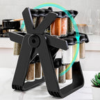 Rotating Spice Rack - Revolving Ferris Wheel Countertop Spice Organization with 18 Glass Spice Jars Countertop Spice Storage Rack for Families Kitchen