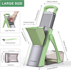 2025 [All in 1] Upgraded Version Safe Mandoline Slicer for Kitchen, Adjustable Thickness. Detachable Blade, Veggie Slicer, Rapid Prep Mandoline, with Cleaning Brush/Paring Knife (MatchaGreen)
