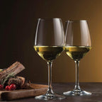 Bormioli Rocco 14.75 oz White Wine Glasses (Set Of 4): Crystal Clear Star Glass, Laser Cut Rim For Wine Tasting, Elegant Party Drinking Glassware, Restaurant Quality