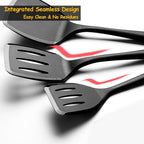 Silicone Spatula Set, 600°F Heat Resistant Silicone Spatula Turner Flipper for Cooking, Non Stick and Non Scratch Kitchen Utensils for Eggs & Fish, 2 Pack, Black