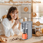 Small Single Serve Coffee Maker, 2 in 1 Fast Brew One Cup Coffee Machine, 6 to 12 oz. Brew Sizes, Capsule Coffee Machine with Descaling Reminder, Fits 5.5" Mug, Grey