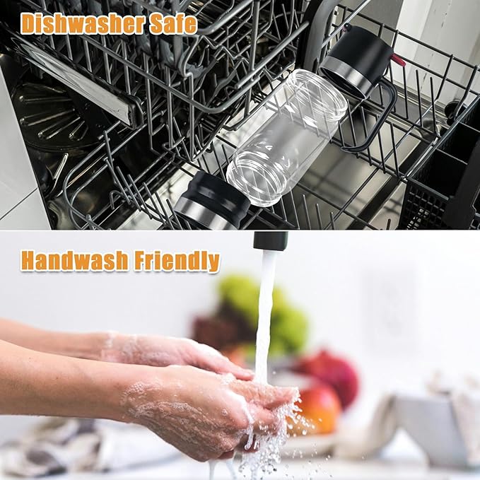 Honey Dispenser No Drip with Stand, 12 OZ Glass Honey Jar, Syrup Dispenser, Easy One Hand Use Honey Pot for Coffee or Tea, Mess Free Honey Dispenser for Syrup, Honey Container (2PCS Black)