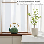 YJX Cast Iron Teapot and Cups Set, 33.8oz Hexagon Pattern Tea Pot Enameled Interior, Tea Kettle for Stovetop, Japanese Teapot Set with Teacups for Adults, Green Kettle with Infuser for Loose Leaf