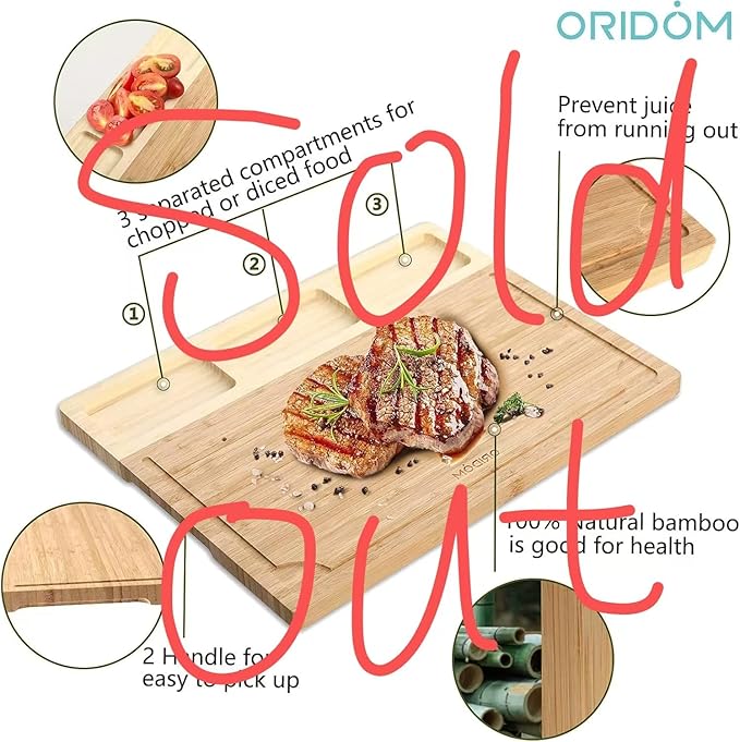 Bamboo Cutting Board Wooden Cutting Boards for Kitchen Non Slip Chopping board with Deep Juice Grooves 03