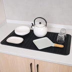 Silicone Dish Drying Mat for Multiple Usage,Easy clean,Eco-friendly,Heat-resistant Silicone Mat for Kitchen Counter or Sink,Refrigerator or Drawer Liner Black 4XL 32 inches x 18 inches