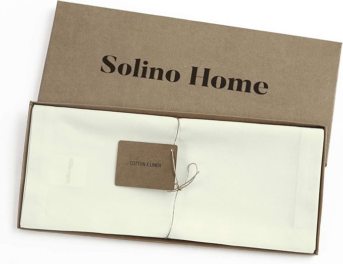 Solino Home Ivory Table Runner 90 Inches Long - Dru Cotton Linen 14 x 90 Inch Table Runner for Dining, Summer, Fall, Autumn - Handcrafted and Machine Washable