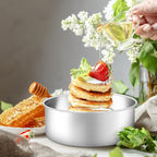 Leonyo 6 Inch Round Cake Pans Set of 3, Stainless Steel Round Layer Cake Baking Pans, Metal Baking Tins for Wedding Birthday, Even Heating, Non Toxic & Healthy, Heavy-Duty, Dishwasher