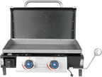 Razor Griddle 25 Inch Outdoor 2 Burner Portable LP Propane Gas Grill Griddle with 318 Square Inches and Top Cover Lid for BBQ Cooking, Black