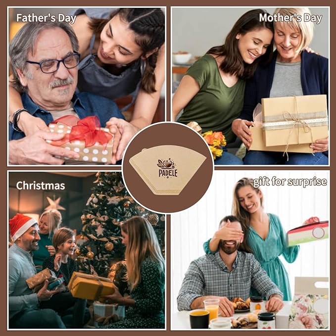 Coffee Filters #4，Cone Coffee Filter 8-12 Cup，200 Unbleached Natural Coffee Filters