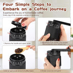 Manual Coffee Grinder - 95 Ceramic Burr, Adjustable Coarse to Fine, 30g Beans & 80ml Powder, Detachable Handle for Espresso, French Press, Camping (Black and grey)